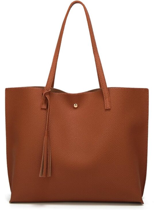 Handbags - 〽️Women's Brown Big Capacity Tassel Casual Faux Leather Shoulder Tote Handbag